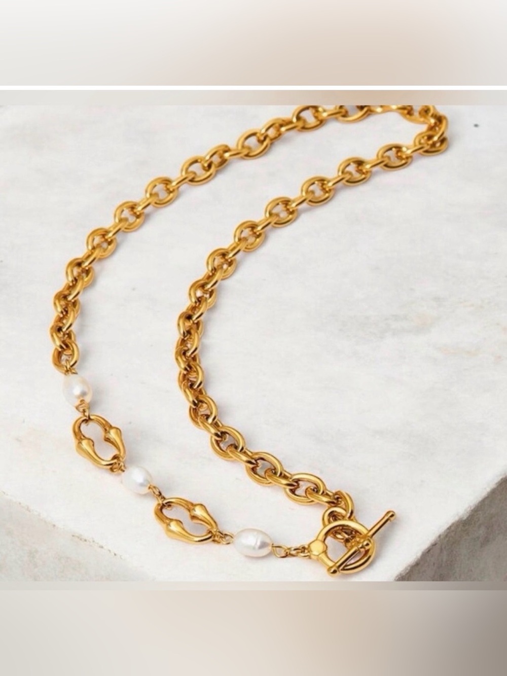 Pearl Toggle Chain Necklace Women’s Jewelry - Picture 2 of 6